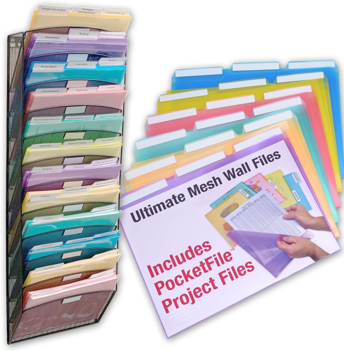 AUCT 22784 - Ultimate Office Mesh Hanging Wall File Organizer, 12 Tier + 18 PocketFiles
