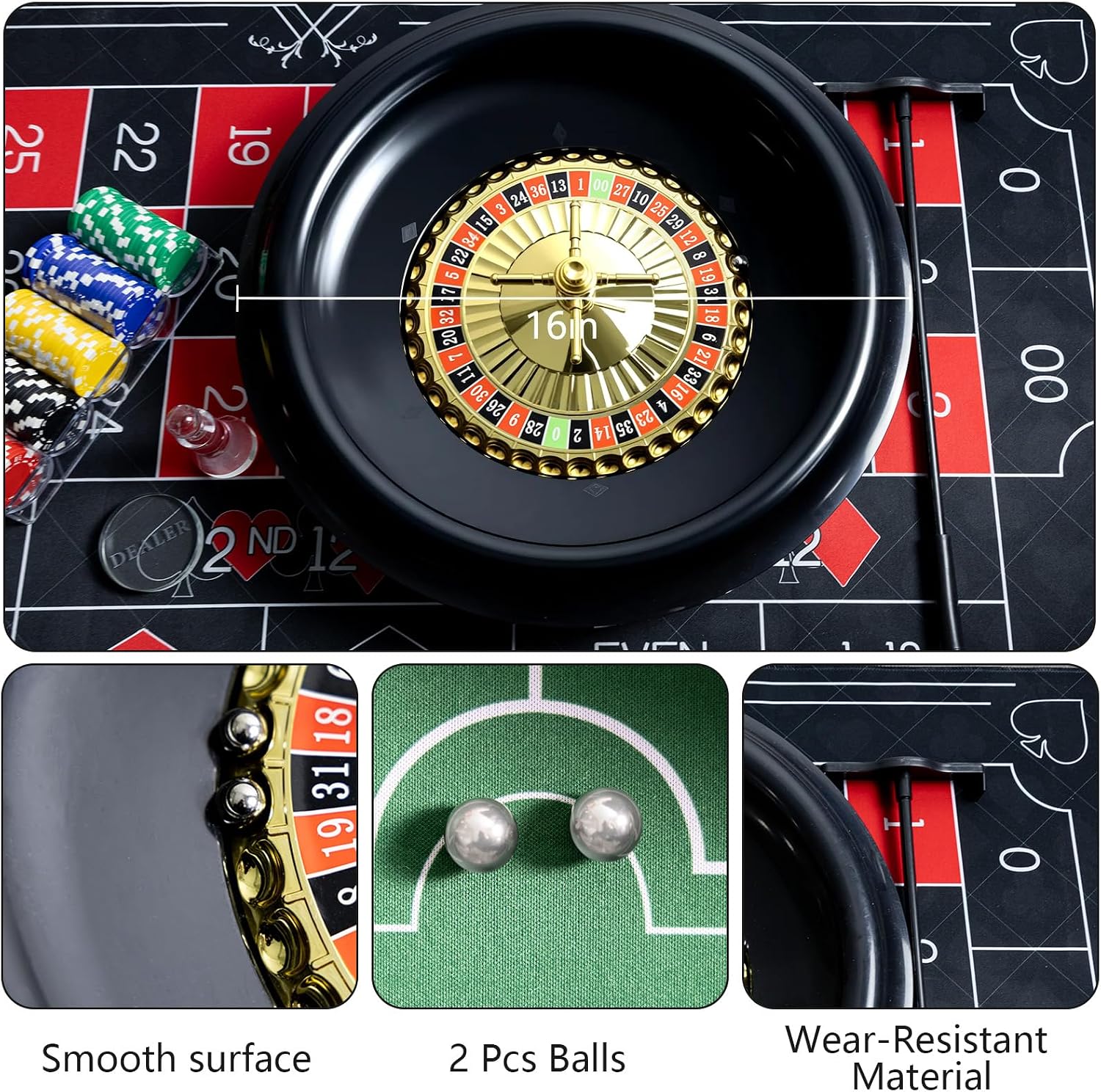 AUCT 22731 - $90 16 Inch Roulette Wheel Game Set - Image 3