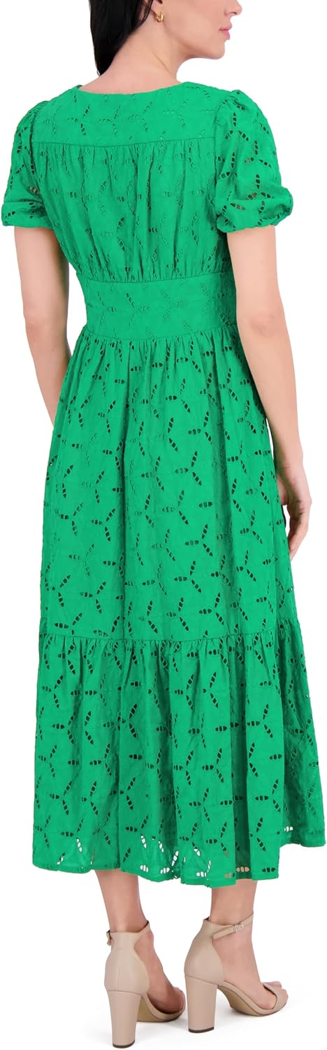 AUCT 24986 - $99 Kensie Women's Puff Sleeve V-Neck Tiered Maxi Dress - Image 4