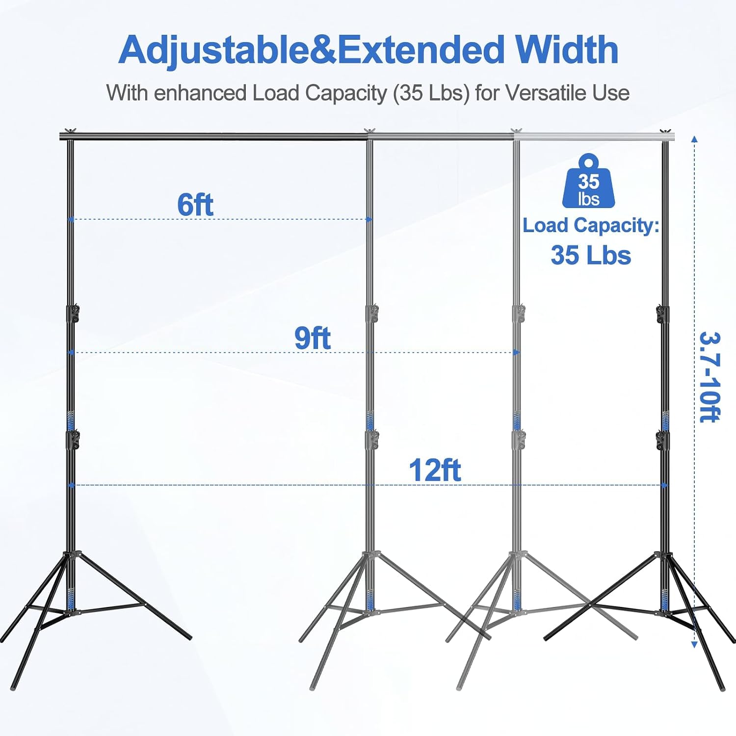 AUCT 23283 - $103 EMART 12x10Ft Heavy Duty Backdrop Stand, Adjustable Banner Stand for Photo - Image 2