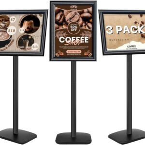 AUCT 22766 - $95 3 Pack Heavy Duty Pedestal Sign Holder 11 x 17" Floor Standing Sign Holder