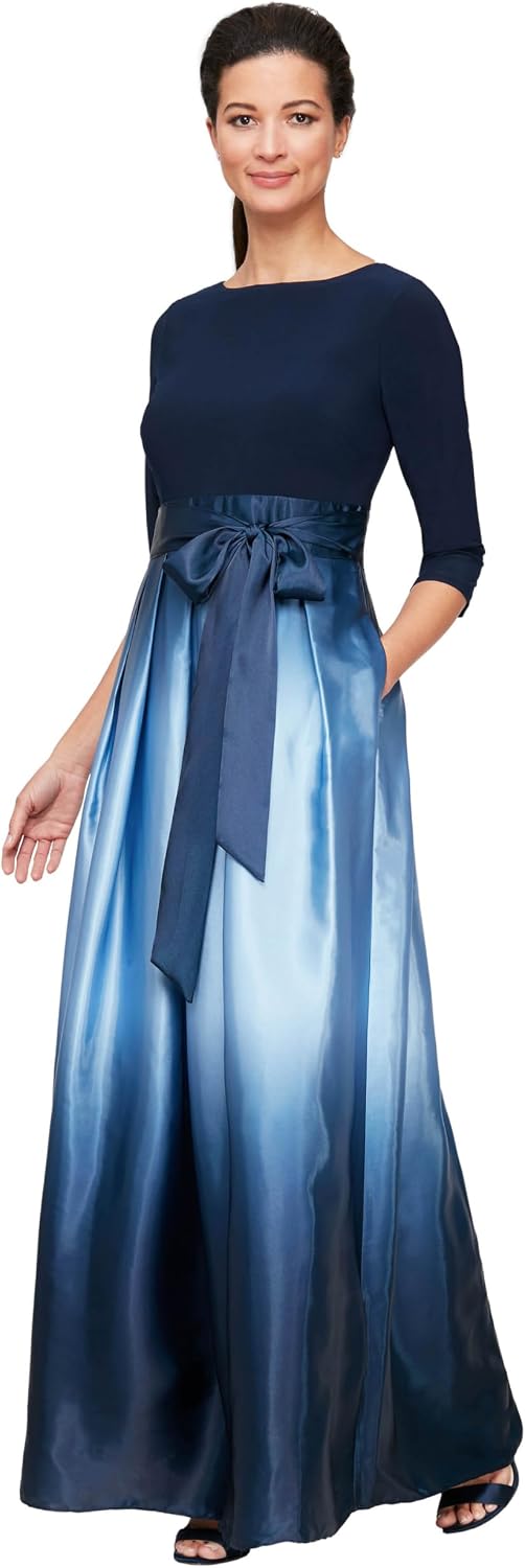 AUCT 24922 - $139 S.L. Fashions Women's 3/4 Sleeve Long Satin Mother of the Bride Dress with Pockets, F