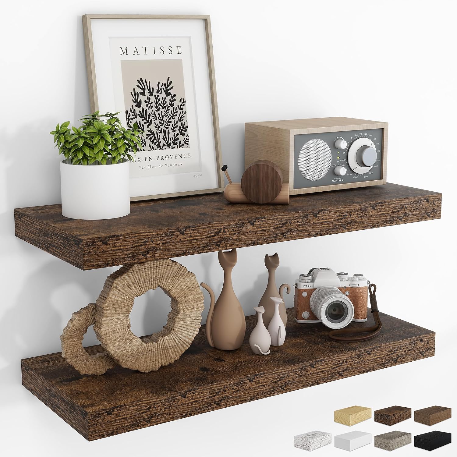 AUCT 24797 - $62 RICHFOCUS Bathroom Floating Shelves for Wall 2Pack|Rustic Brown|32" L