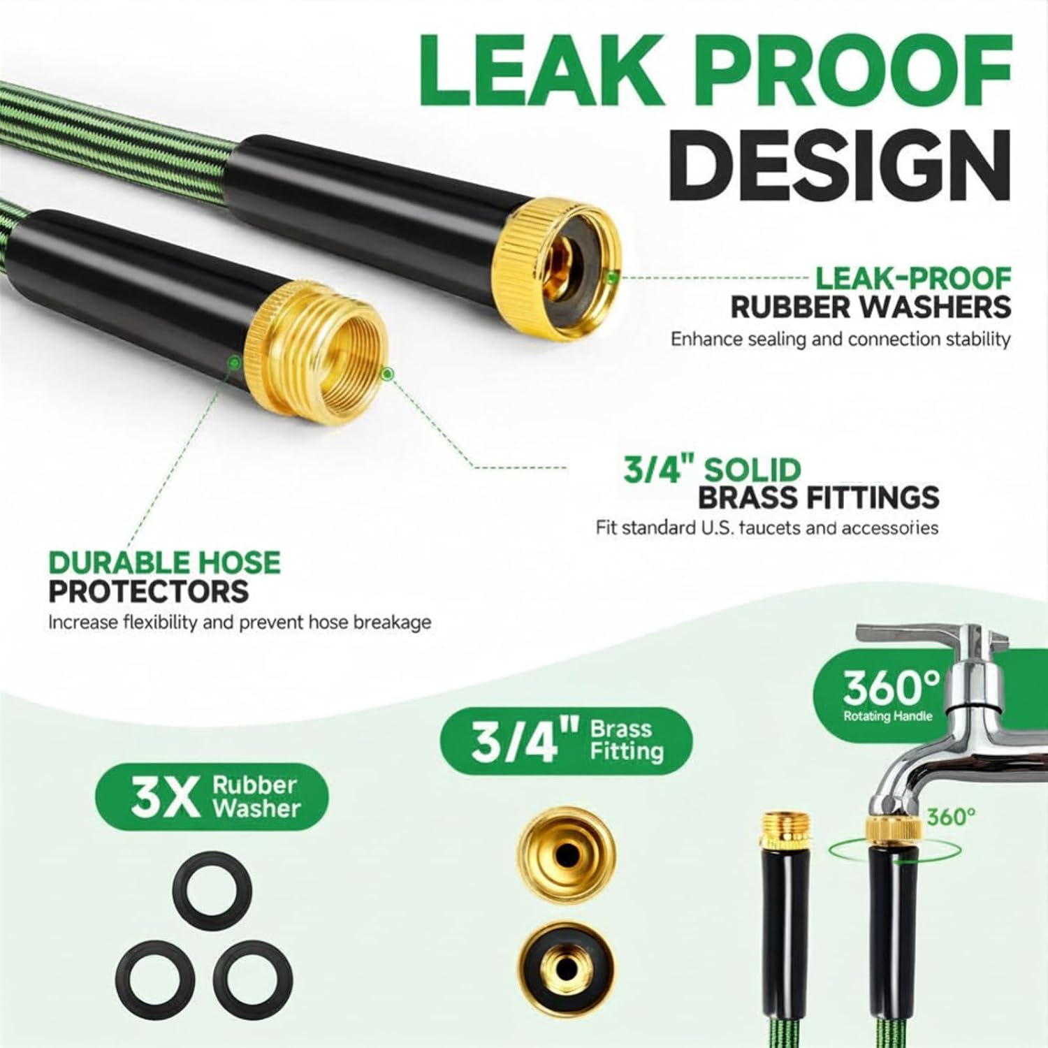 AUCT 23123 - Garden Hose 100FT Non-Expandable Water Hose Flexible Kink-Free Lightweight Leak-Proof Stur - Image 3