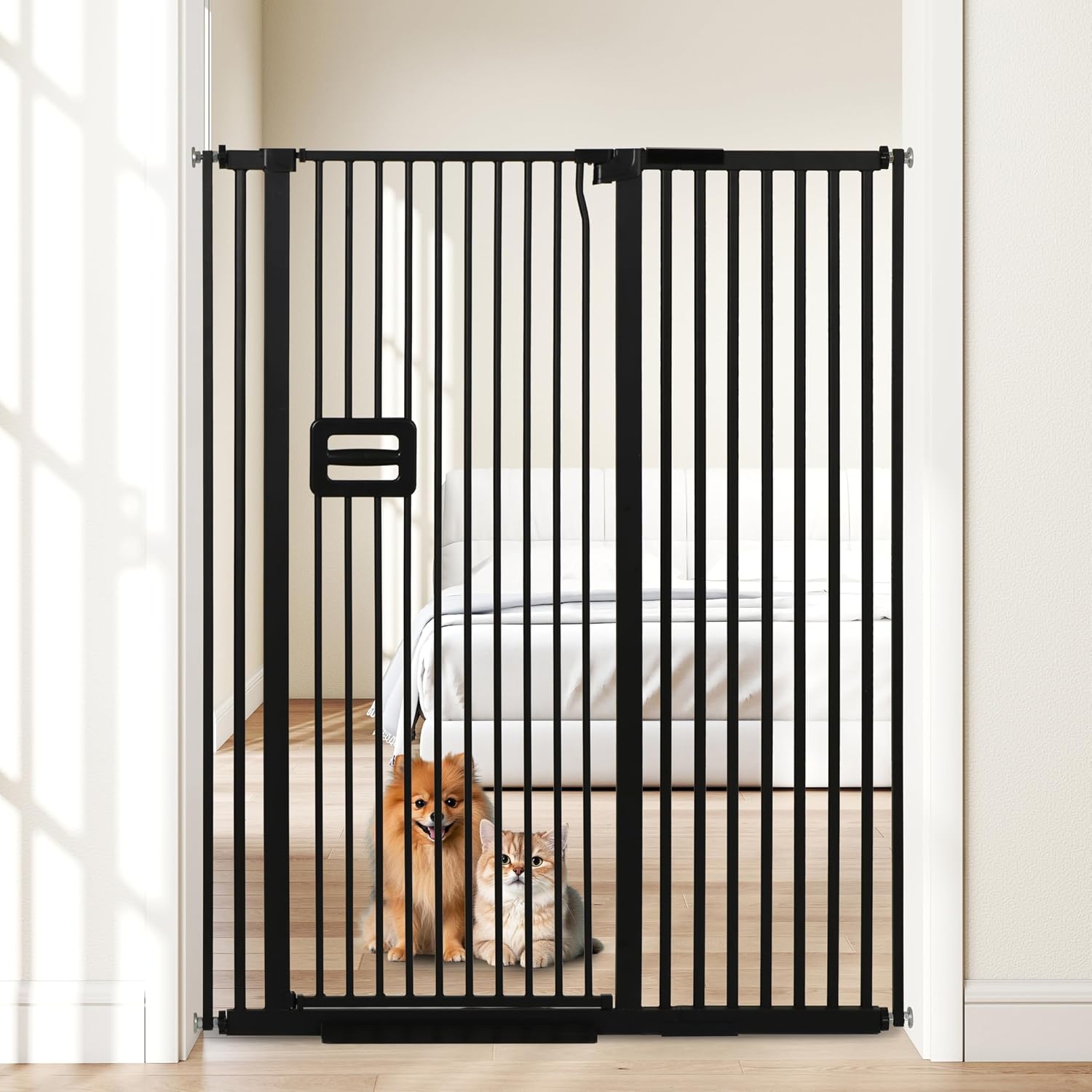 AUCT 22751 - $107 55' Extra Tall Cat Gate, 42.9"-46.9" Wide Auto Close Tall Pet Gate for Doorways, Pres