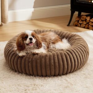 AUCT 22801 - Bedsure ComfyFleece Donut Medium Dog Bed - Washable Faux Fur with Corduroy Fleece & Anti