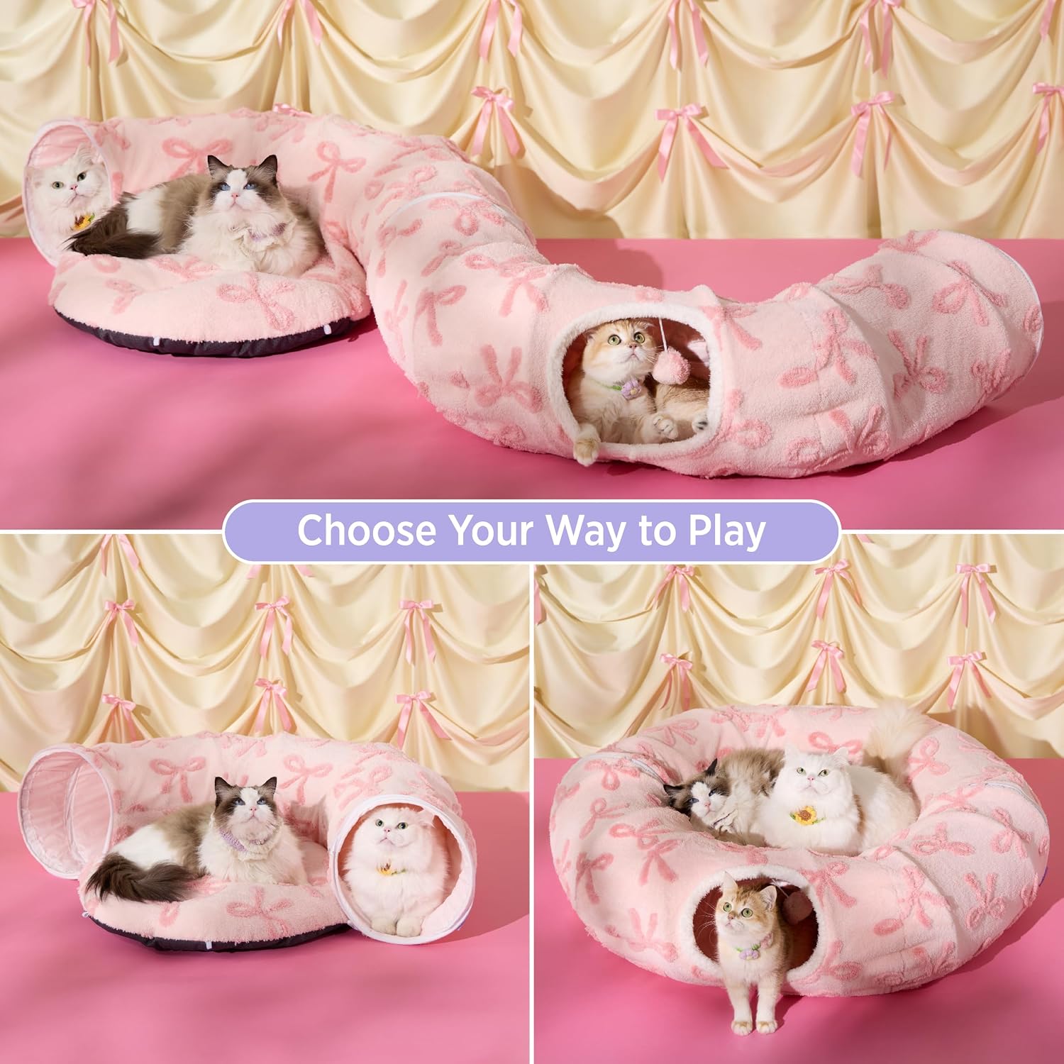 AUCT 24019 - $54 Lesure Donut Cute Jacquard Large Cat Tunnel Bed Kitten Toys for Dog Bunny - Image 2