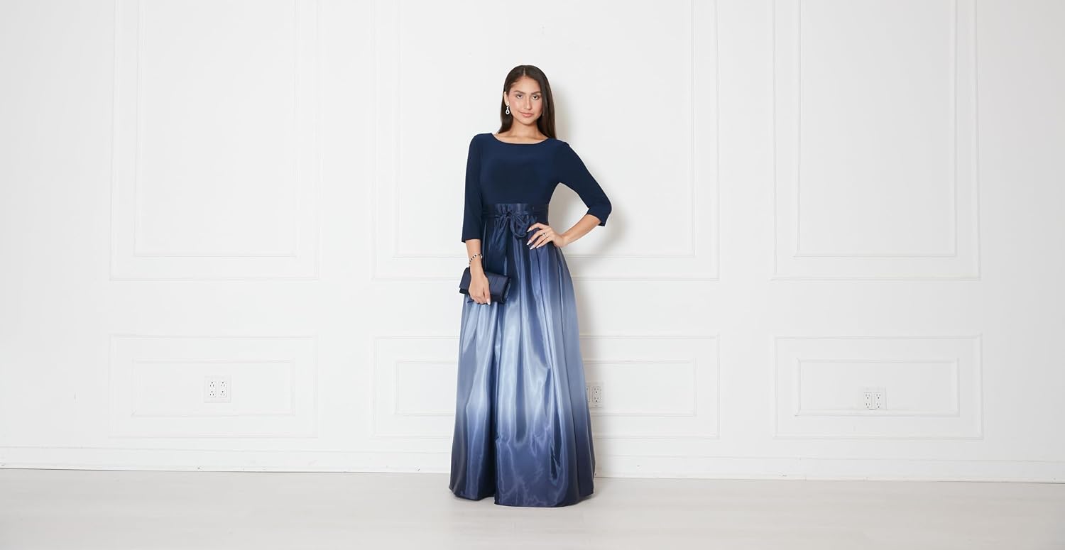 AUCT 24922 - $139 S.L. Fashions Women's 3/4 Sleeve Long Satin Mother of the Bride Dress with Pockets, F - Image 3