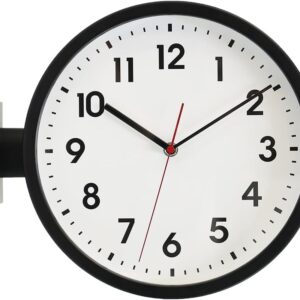 AUCT 24940 - $90 BESTIME 66296A Black Frame Double Sided Aluminum Wall Clock.Simple Design,Classic Alum
