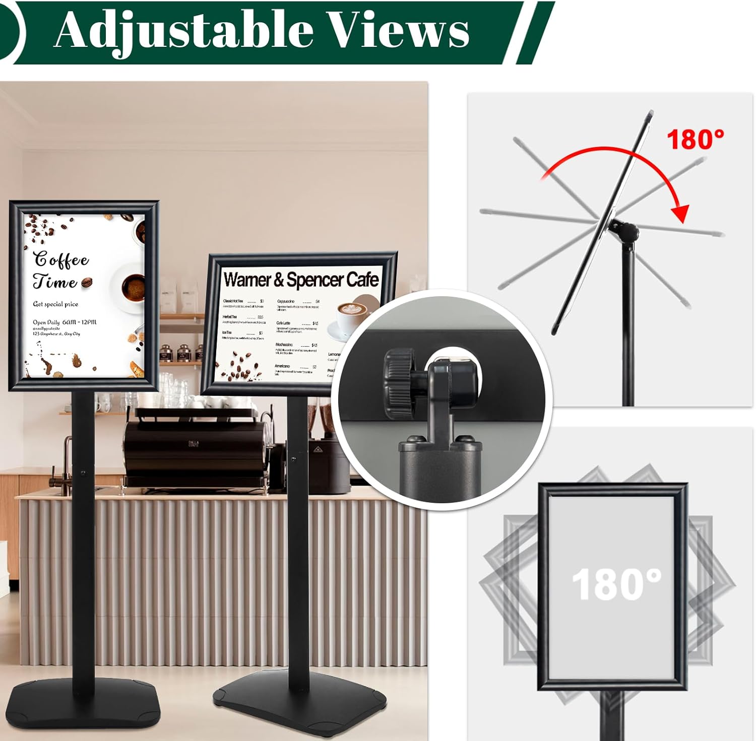 AUCT 22766 - $95 3 Pack Heavy Duty Pedestal Sign Holder 11 x 17" Floor Standing Sign Holder - Image 4