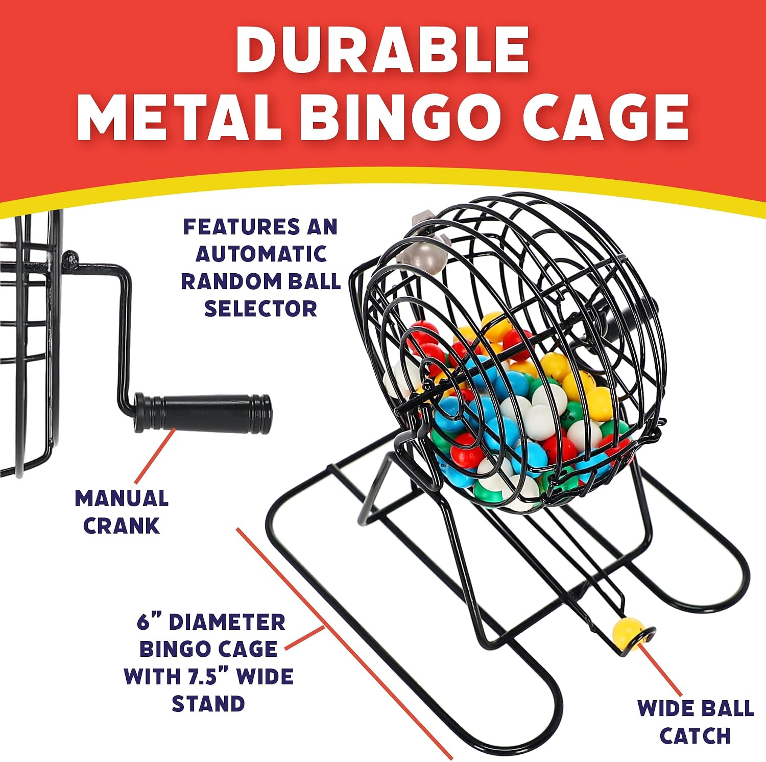 AUCT 22748 - Deluxe Bingo Game Set, Metal Cage, 18 Cards,150 Chips, 75 Balls - Image 2