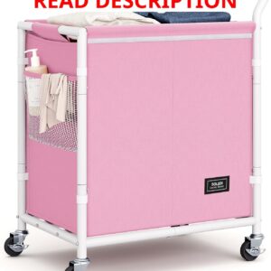 AUCT 22704 - SOLEDI Laundry Basket with Wheels,38 Gallons(145L) Laundry Hamper 2 Section,Sturdy Metal F