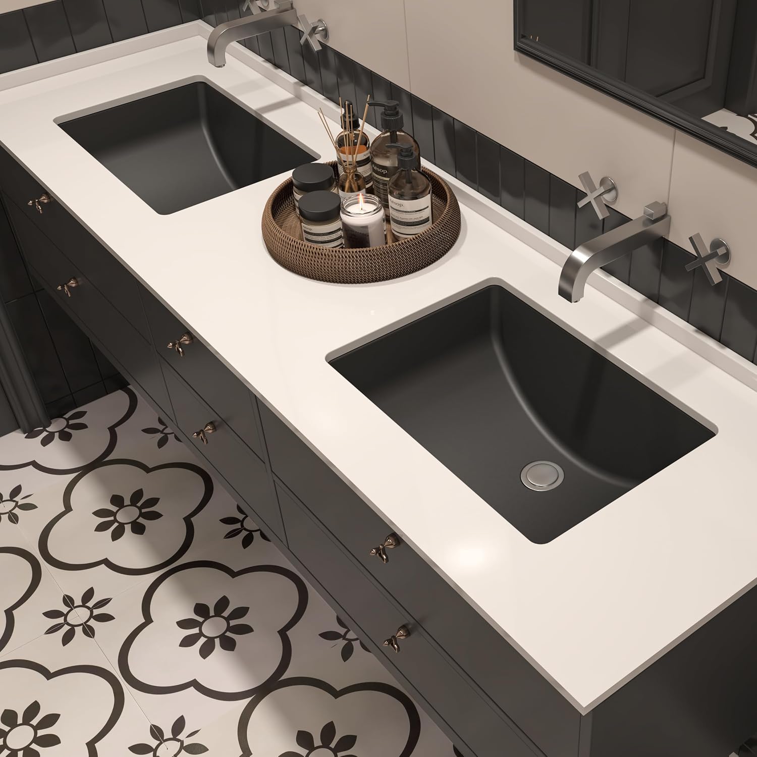 AUCT 24093 - $79 MEJE #202F -21" Undermount Rectangle Bathroom Sink, Porcelain Ceramic Vanity Undermoun - Image 4