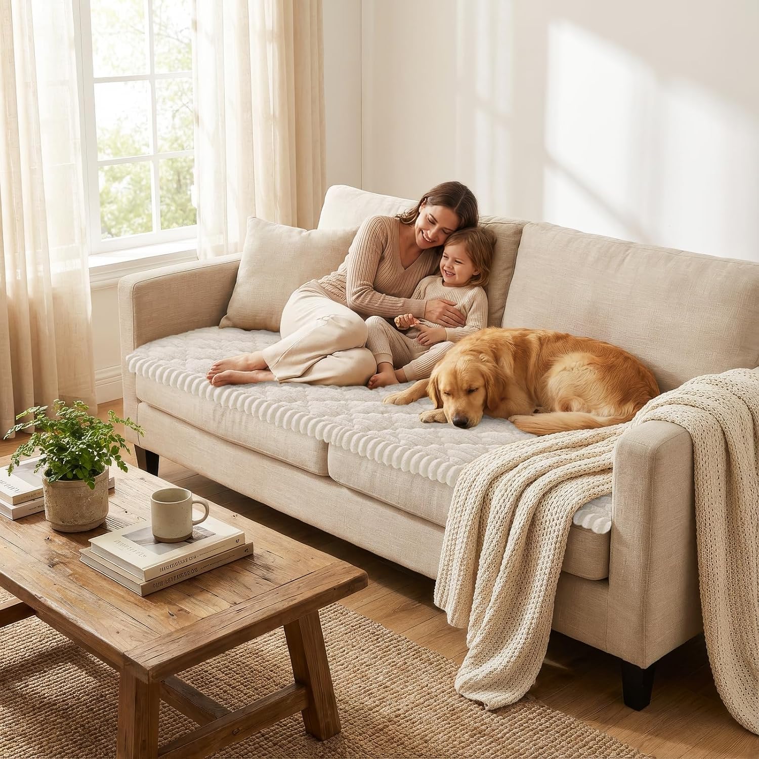 AUCT 24888 - Smiry Couch Cover for Dogs Washable, Non Slip Fuzzy Pet Sofa Protector - Image 2
