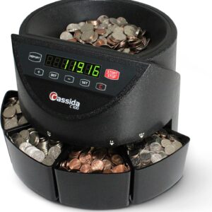 AUCT 23197 - $178 Cassida C100 Electronic Coin Sorter/Counter, Countable coins 1 , 5 , 10 , 25 , 250 co