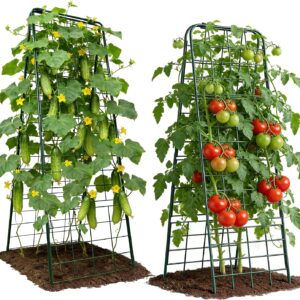 AUCT 23218 - Heavy Duty Cucumber Trellis, 50"x17" Adjustable, Metal Mesh, Green