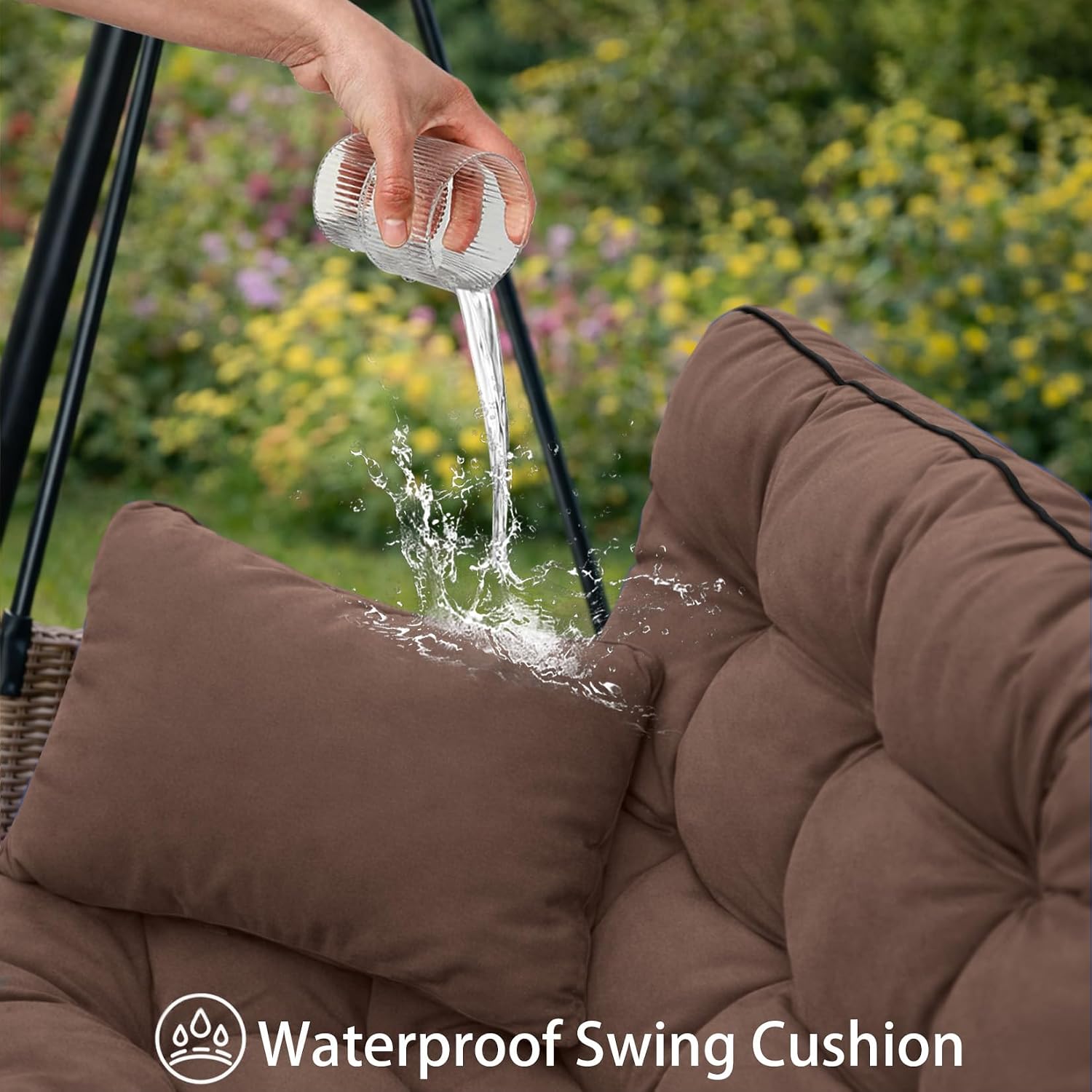 AUCT 23245 - $170 Porch Swing Cushions, Waterproof & Fade Resistant Outdoor Swing Cushion 70 Inch, Swin - Image 4