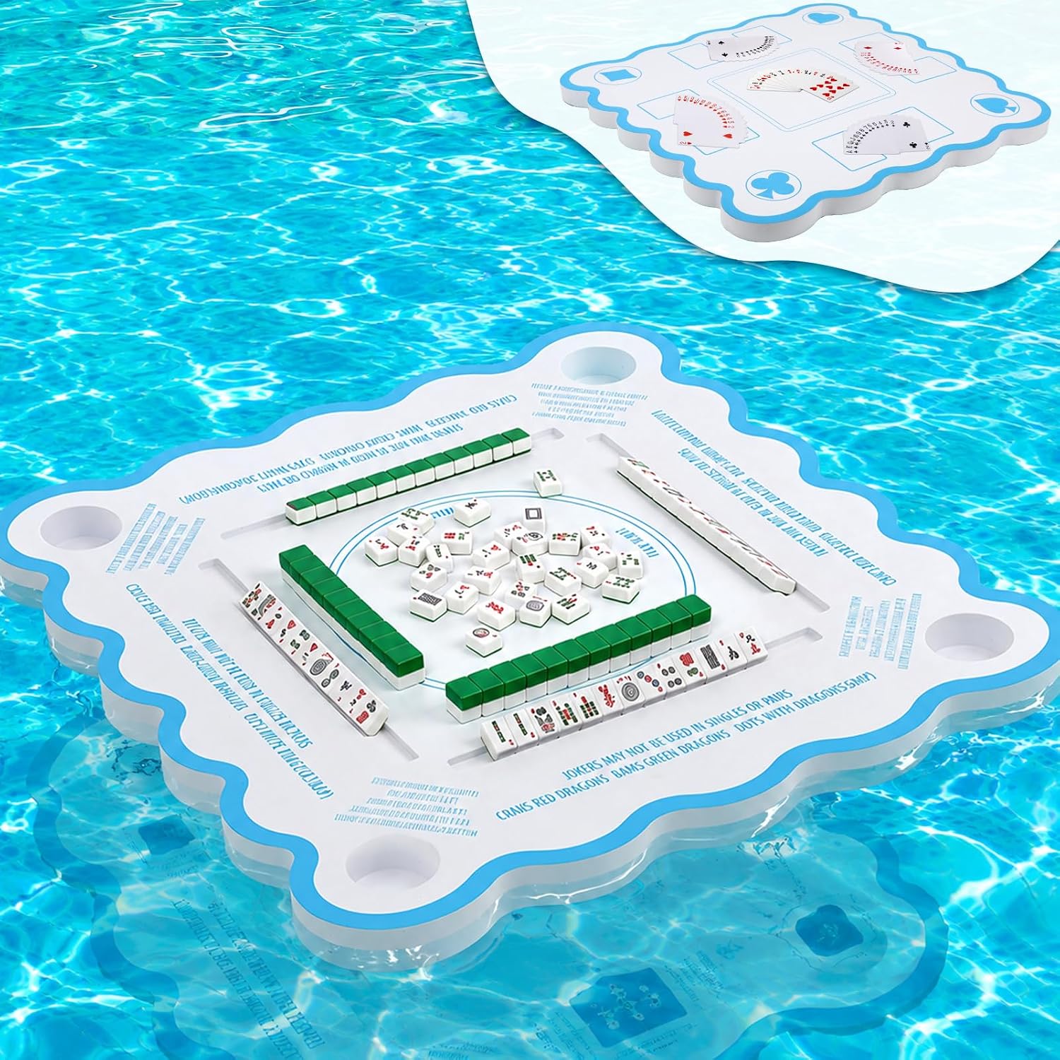 AUCT 22817 - $114 Majiang Game Floating Table with Rules for Pool Double Side Poker Float Board for Car