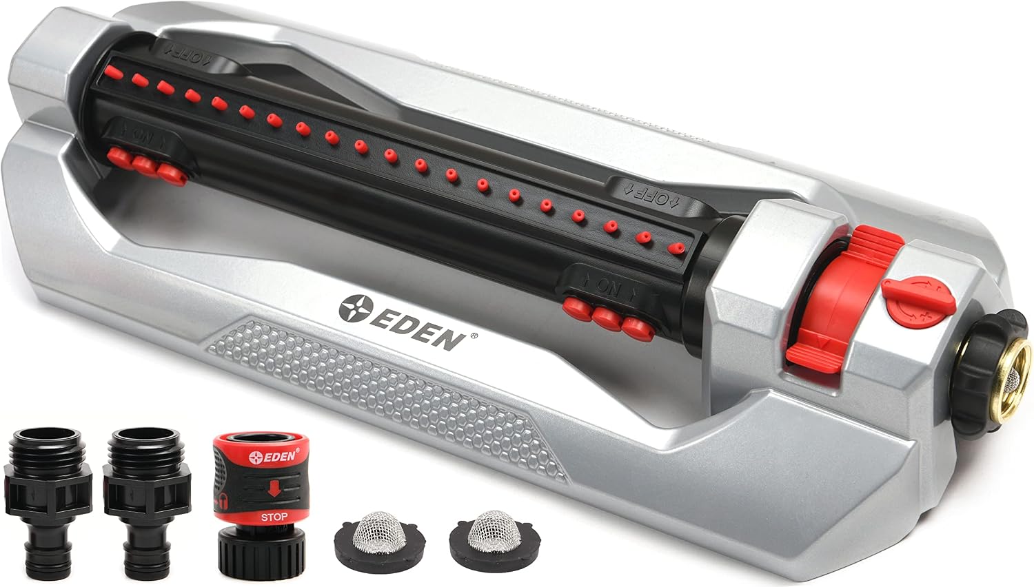 AUCT 23176 - Eden 96216 Heavy Duty Turbo Oscillating Sprinkler, Covers Up to 4,900 sq. ft., 20 Precisio