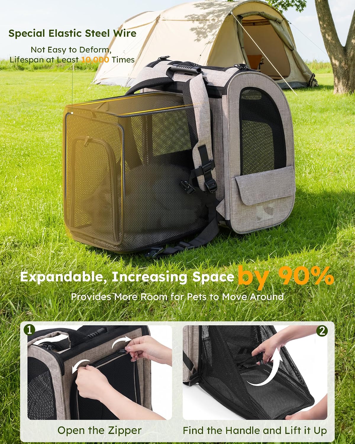 AUCT 23170 - $66 pecute Cat Backpack Expandable, Dog Carrier Backpack Breathable, Large - Image 3