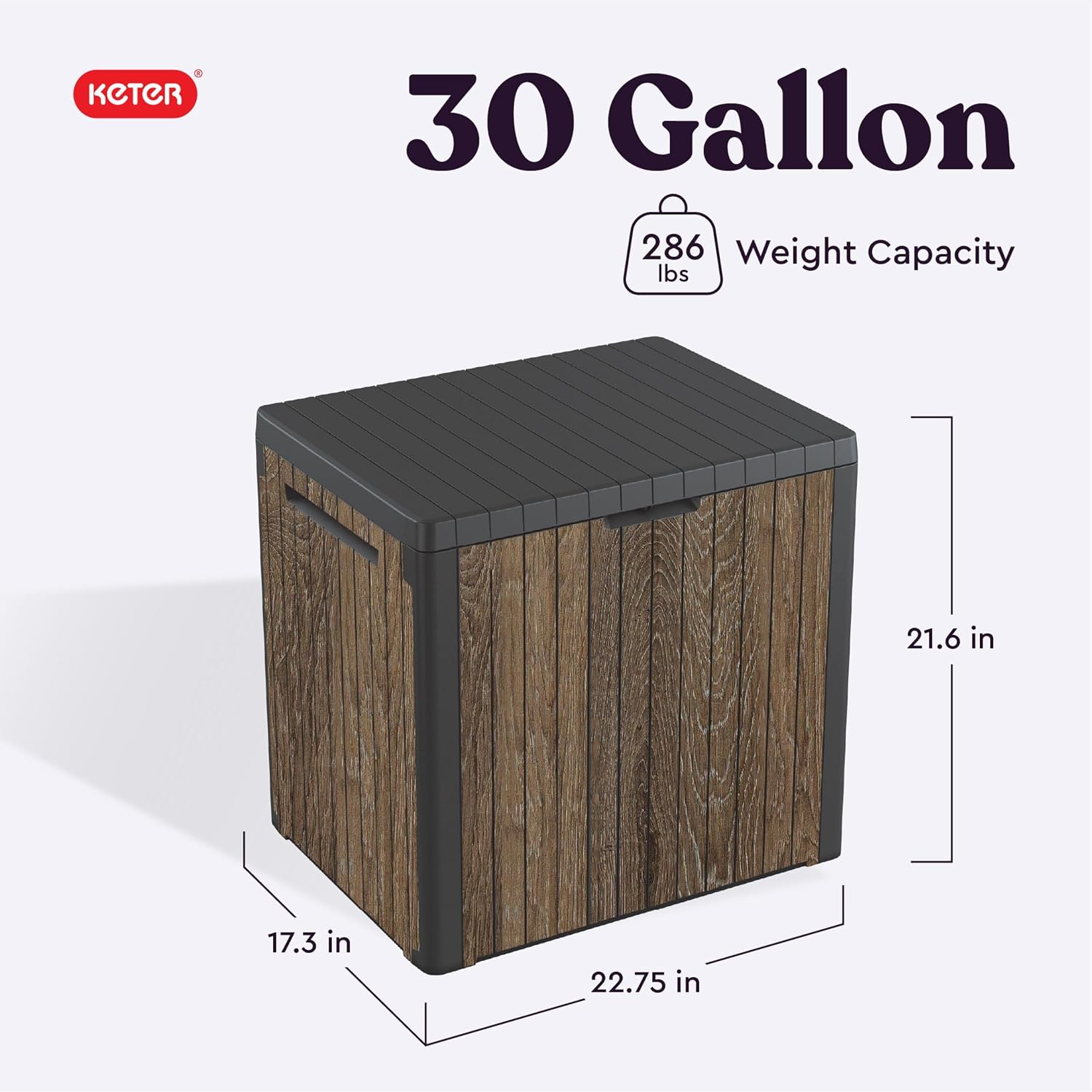 AUCT 24844 - $59 Keter Premium Everwood 30 Gal Outdoor Storage Box and Patio Side Table - Image 2
