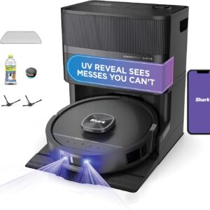 AUCT 24811 - $1300 Shark PowerDetect UV Reveal 2-in-1 Robot Vacuum & Mop, Black, RV3020XE